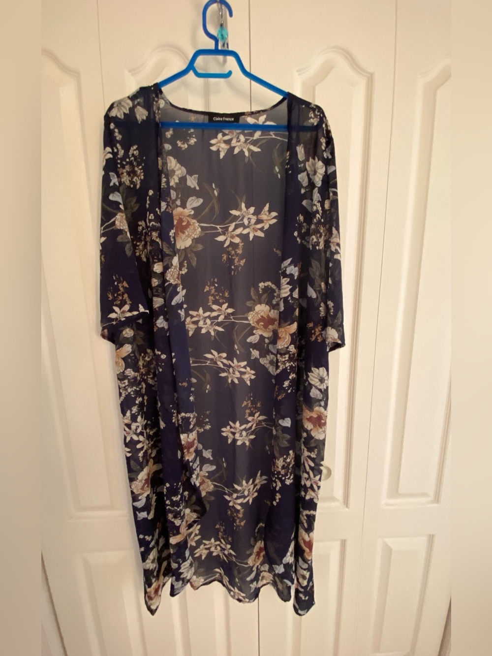 Navy Floral Sheer long summer top